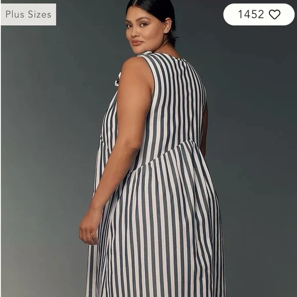 By Anthropologie Bow-Shoulder V-Neck Maxi Dress, 3x - Picture 3 of 8